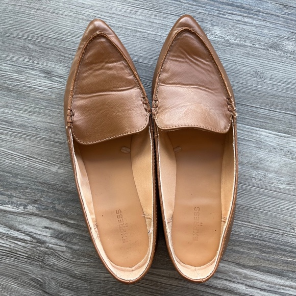 Express Cognac Saddle Brown Pointed Loafers - Picture 2 of 6